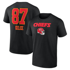 Travis Kelce  Team Wordmark Player Name & Number T-Shirt - Kansas City Chiefs T-shirts