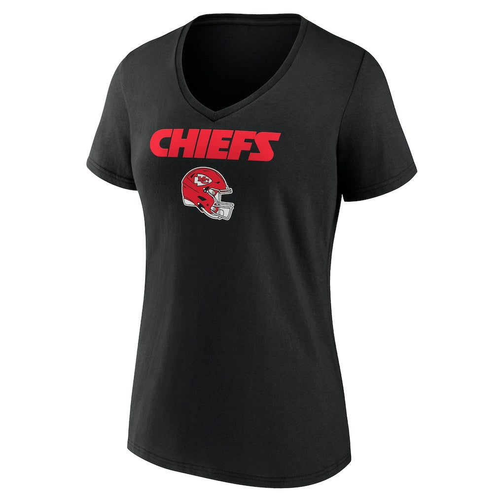 Travis Kelce  Women's Team Wordmark Player Name & Number V-Neck T-Shirt - Kansas City Chiefs T-shirts