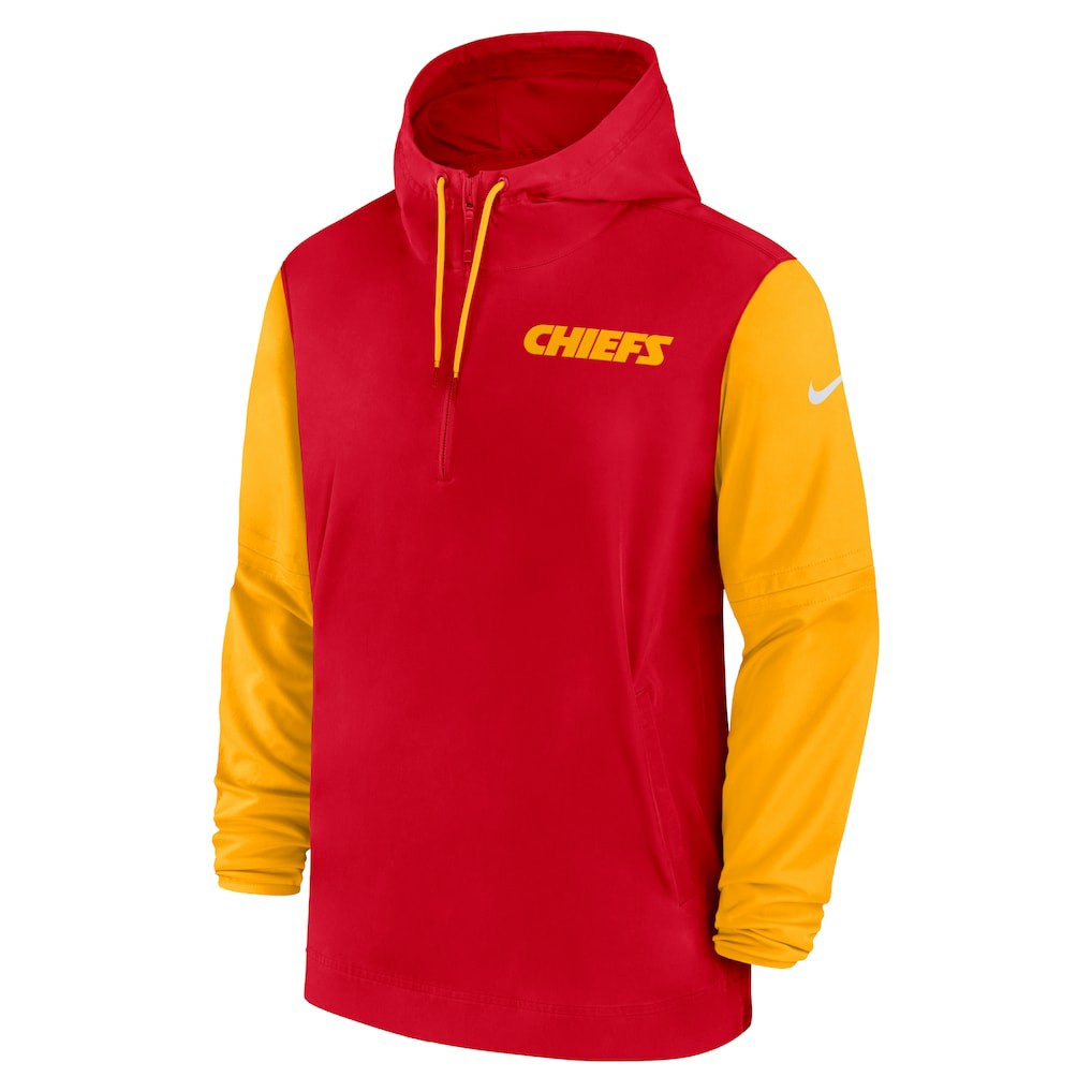 2024/25 Sideline Pre-Game Player 1/2-Zip Hoodie Jacket - Kansas City Chiefs Hoodies