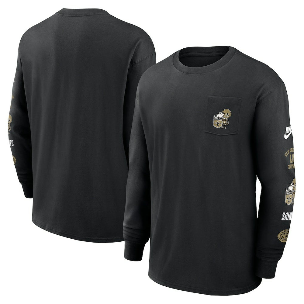Rewind Heavy Max90 Pocket Long Sleeve T-Shirt - New Orleans Saints T-shirts