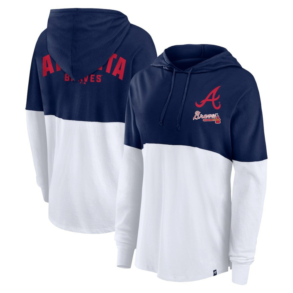 Navy/White Atlanta Braves Fanatics Women's Backup Option Pullover Hoodie