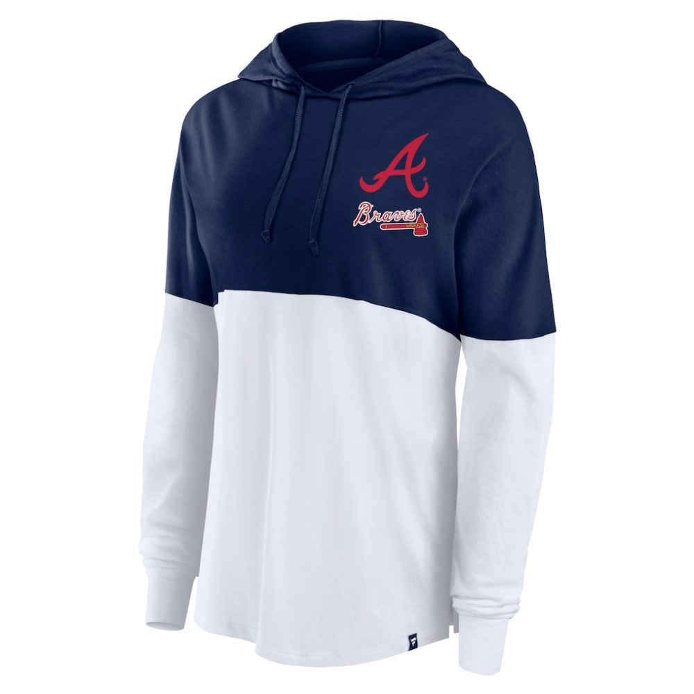 Navy/White Atlanta Braves Fanatics Women's Backup Option Pullover Hoodie
