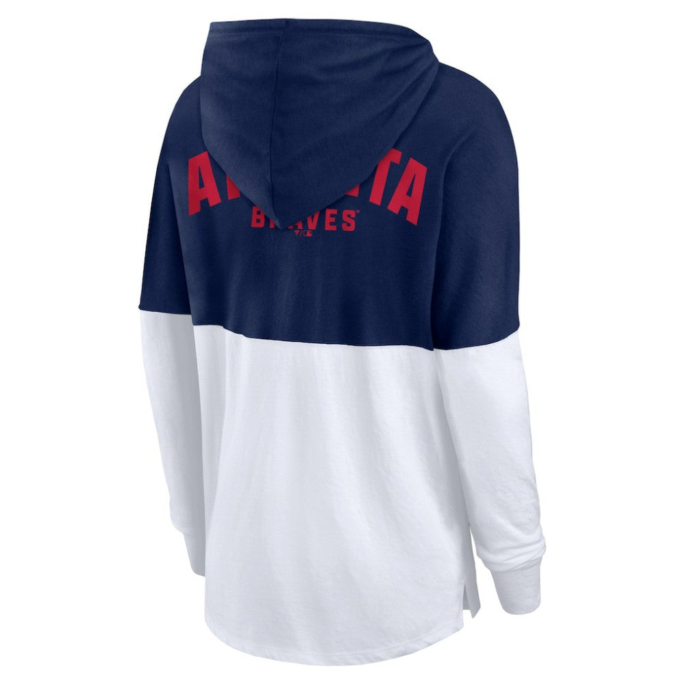 Navy/White Atlanta Braves Fanatics Women's Backup Option Pullover Hoodie