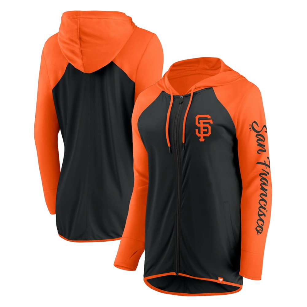 Black/Orange San Francisco Giants Fanatics Women's Script Sleeve Full-Zip Hoodie