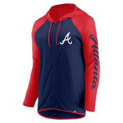 Navy/Red Atlanta Braves Fanatics Women's Script Sleeve Full-Zip Hoodie