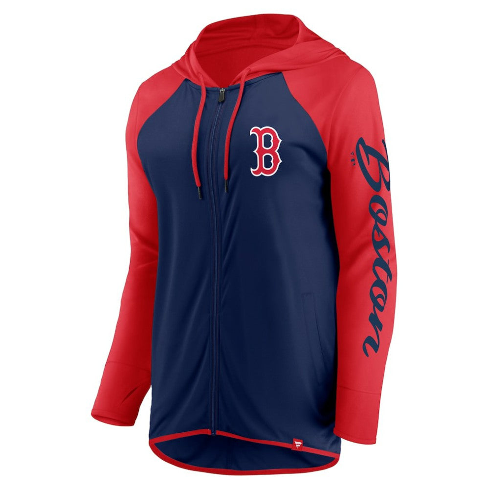 Navy/Red Boston Red Sox Fanatics Women's Script Sleeve Full-Zip Hoodie