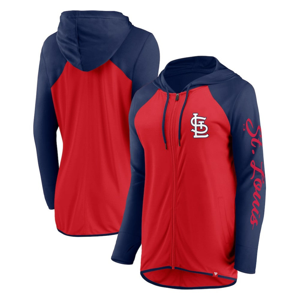 Red/Navy St. Louis Cardinals Fanatics Women's Script Sleeve Full-Zip Hoodie