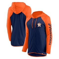 Navy/Orange Houston Astros Fanatics Women's Script Sleeve Full-Zip Hoodie