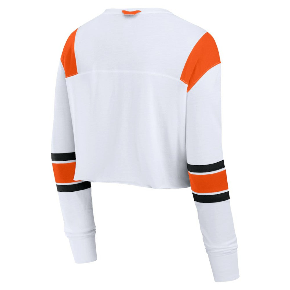 White San Francisco Giants Fanatics Women's Stretch Cropped Fashion Long Sleeve T-Shirt