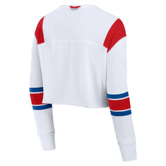 White Philadelphia Phillies Fanatics Women's Stretch Cropped Fashion Long Sleeve T-Shirt