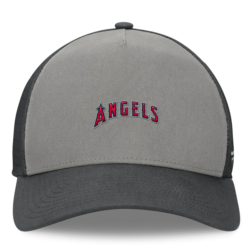Gray/Graphite Los Angeles Angels Fanatics A-Frame Trucker Adjustable Hat