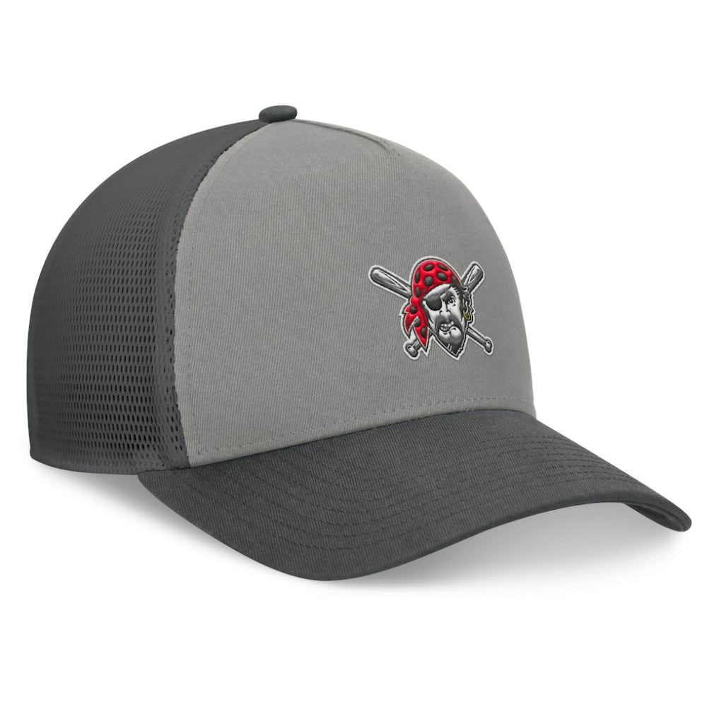 Gray/Graphite Pittsburgh Pirates Fanatics A-Frame Trucker Adjustable Hat