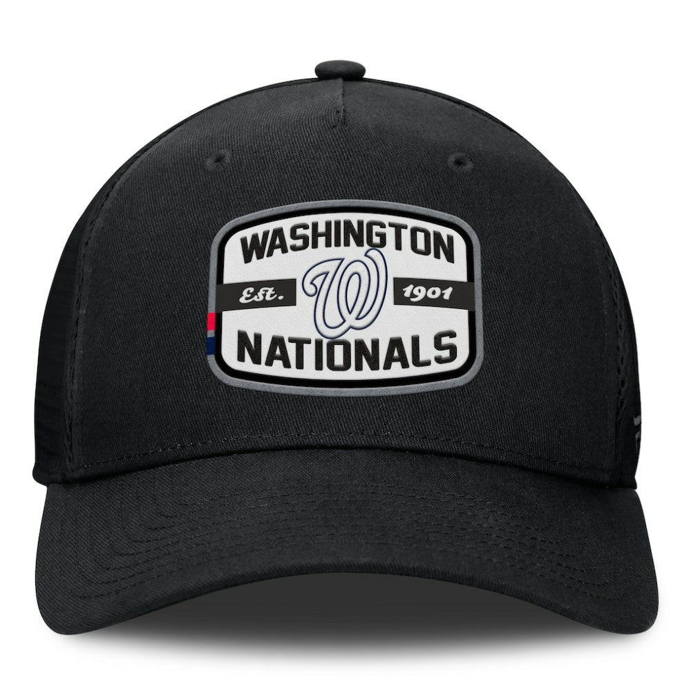 Black Washington Nationals Fanatics Team Patch A-Frame Trucker Snapback Hat