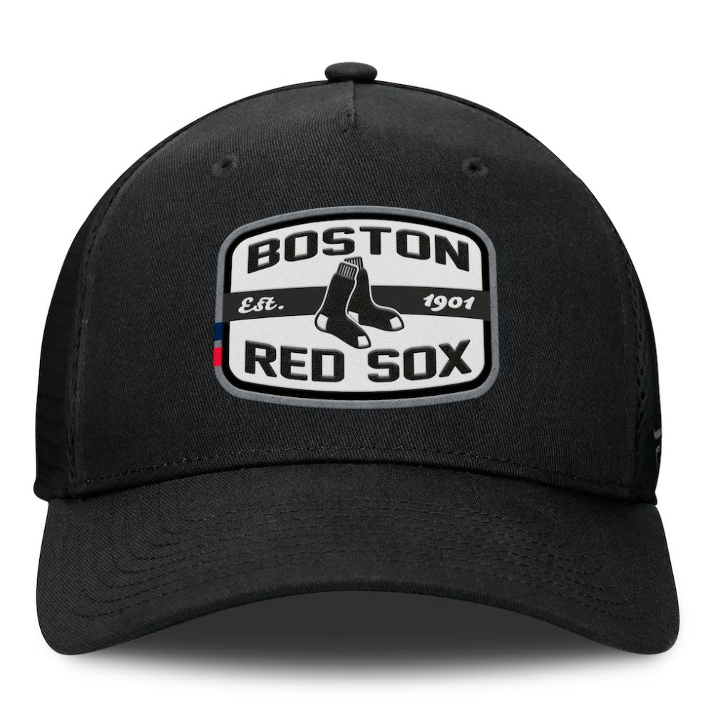 Black Boston Red Sox Fanatics Team Patch A-Frame Trucker Snapback Hat