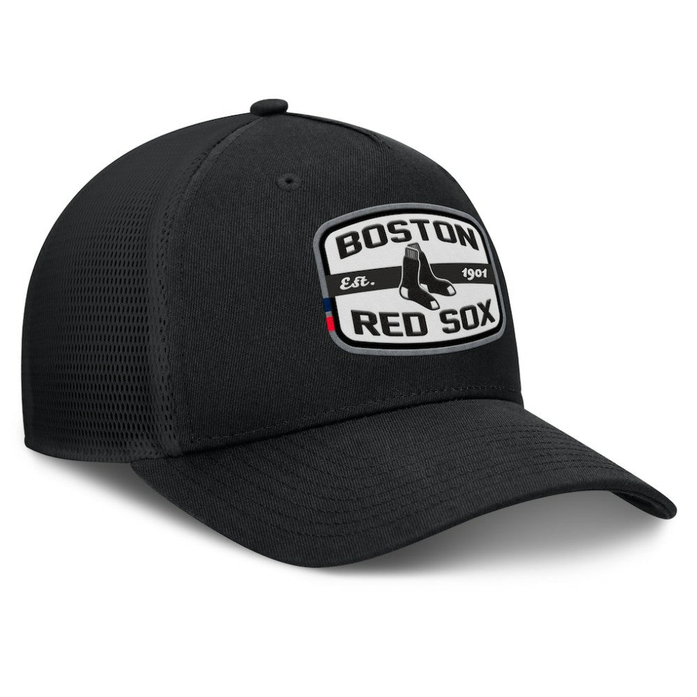 Black Boston Red Sox Fanatics Team Patch A-Frame Trucker Snapback Hat