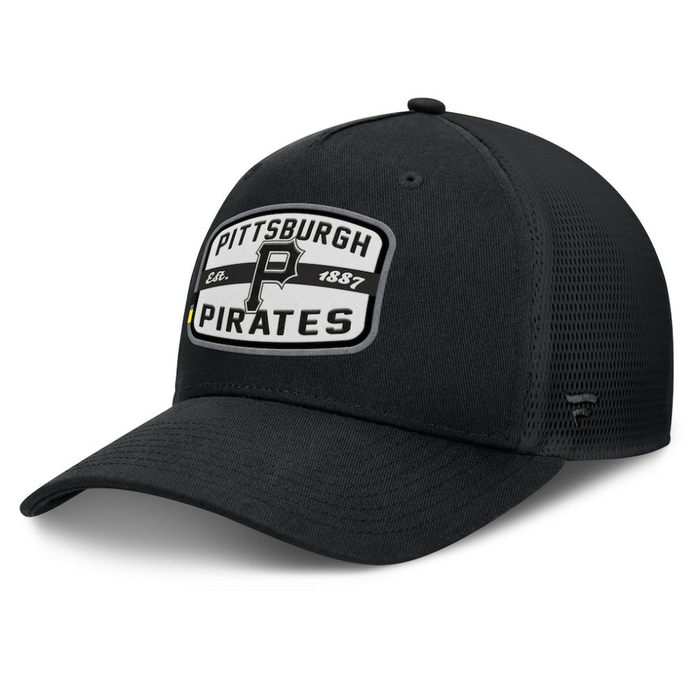 Black Pittsburgh Pirates Fanatics Team Patch A-Frame Trucker Snapback Hat