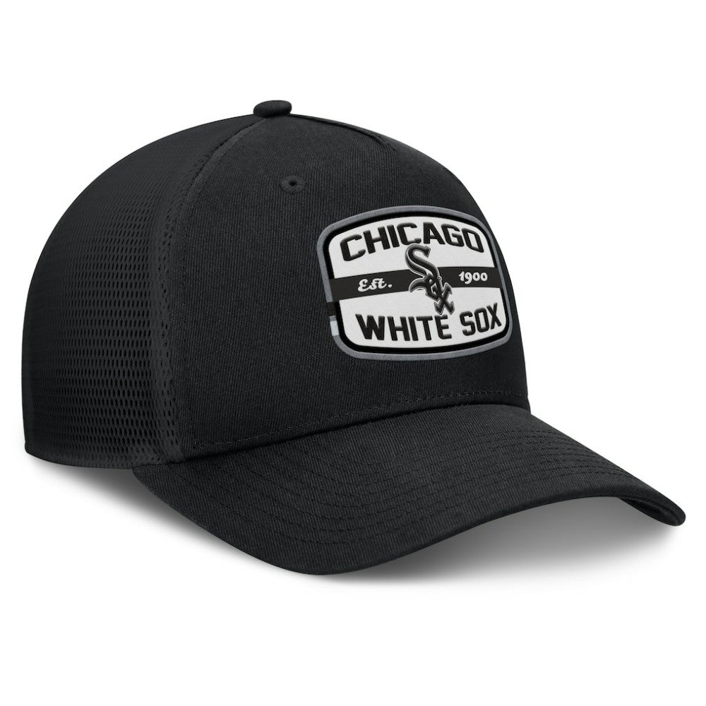 Black Chicago White Sox Fanatics Team Patch A-Frame Trucker Snapback Hat