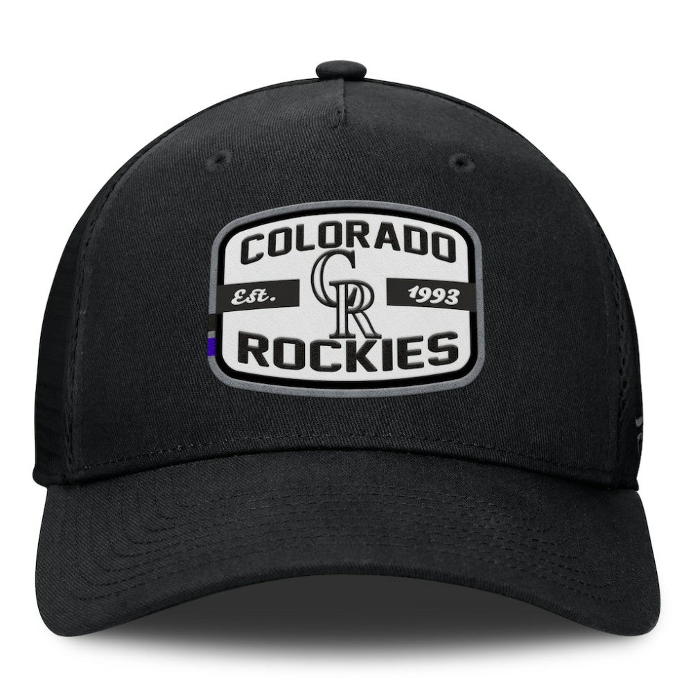 Black Colorado Rockies Fanatics Team Patch A-Frame Trucker Snapback Hat