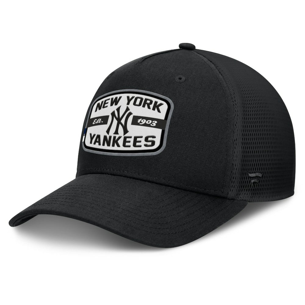Black New York Yankees Fanatics Team Patch A-Frame Trucker Snapback Hat