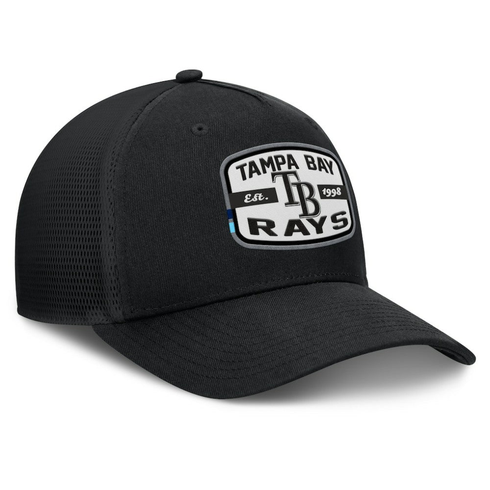 Black Tampa Bay Rays Fanatics Team Patch A-Frame Trucker Snapback Hat