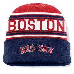 Navy Boston Red Sox Fanatics Fundamental Team Stripe Cuffed Knit Hat