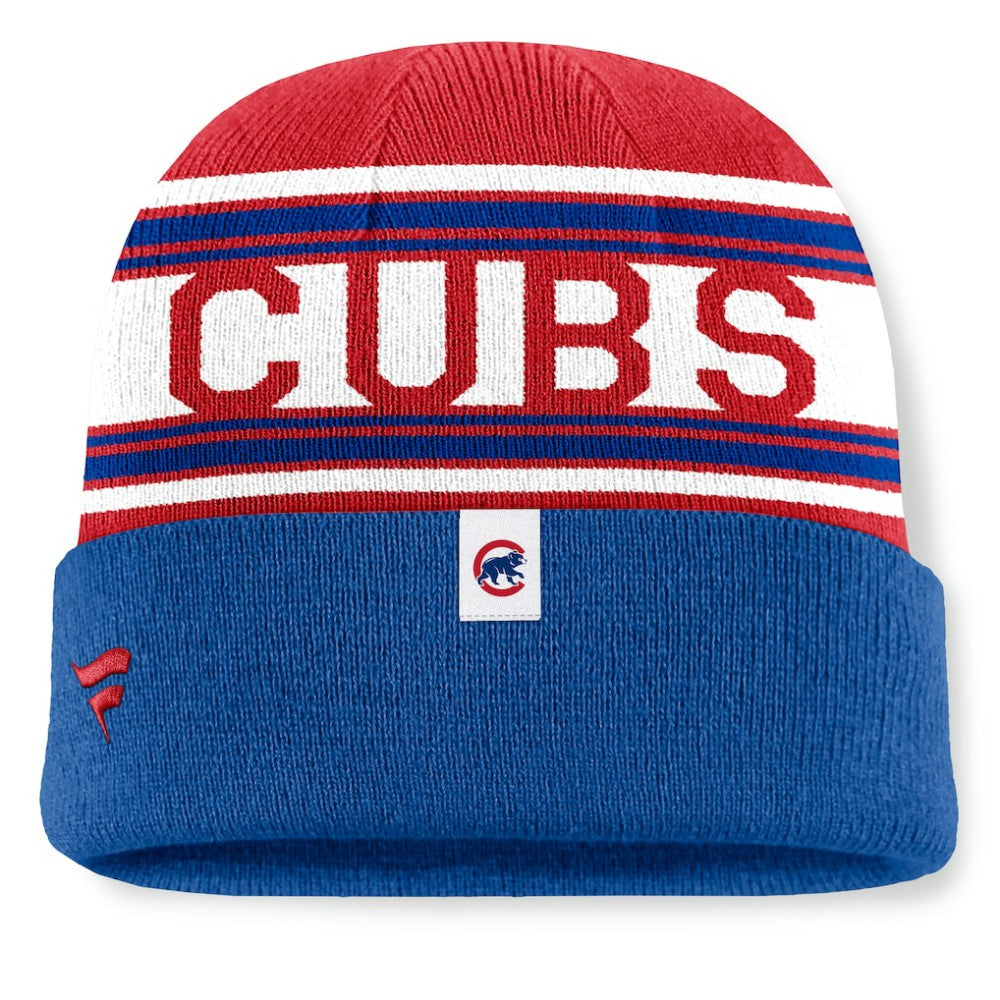 Royal Chicago Cubs Fanatics Fundamental Team Stripe Cuffed Knit Hat