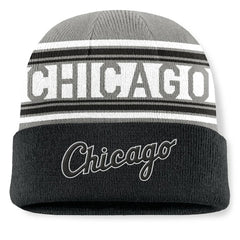 Black Chicago White Sox Fanatics Fundamental Team Stripe Cuffed Knit Hat