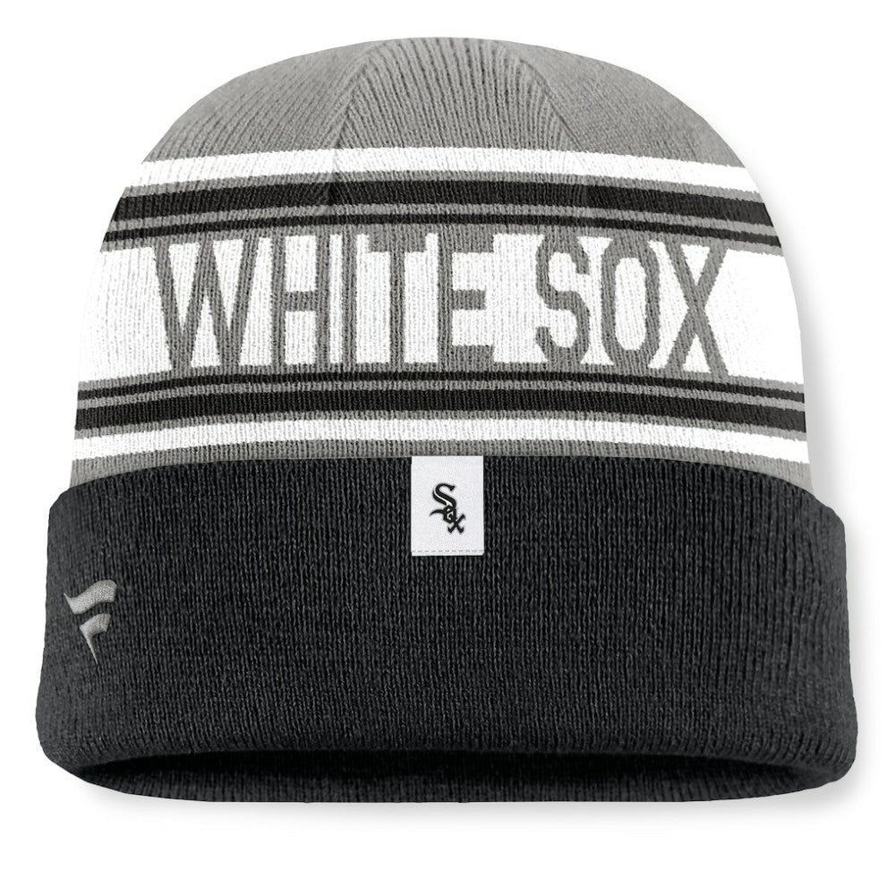 Black Chicago White Sox Fanatics Fundamental Team Stripe Cuffed Knit Hat