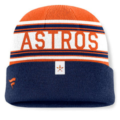 Navy Houston Astros Fanatics Fundamental Team Stripe Cuffed Knit Hat