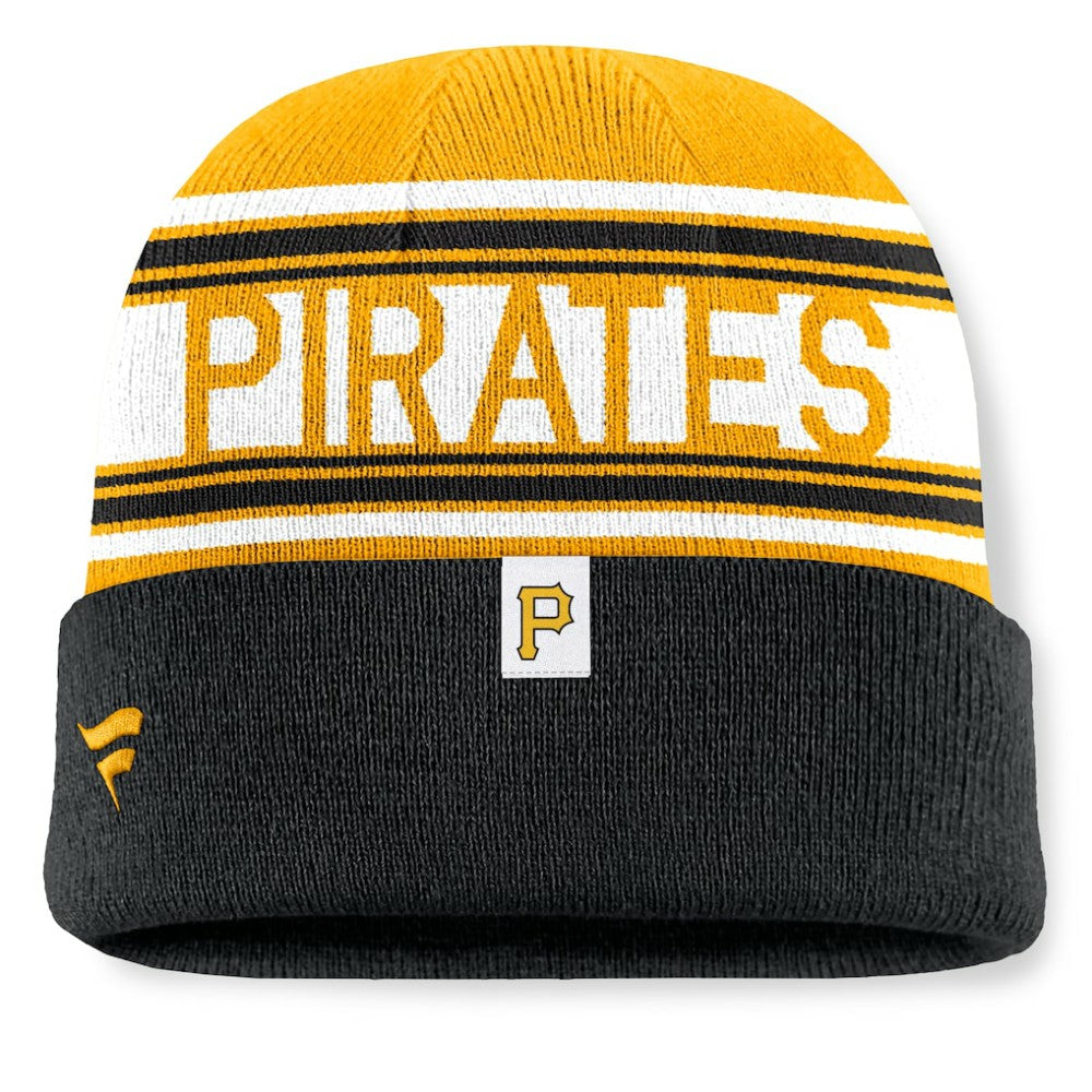 Black Pittsburgh Pirates Fanatics Fundamental Team Stripe Cuffed Knit Hat