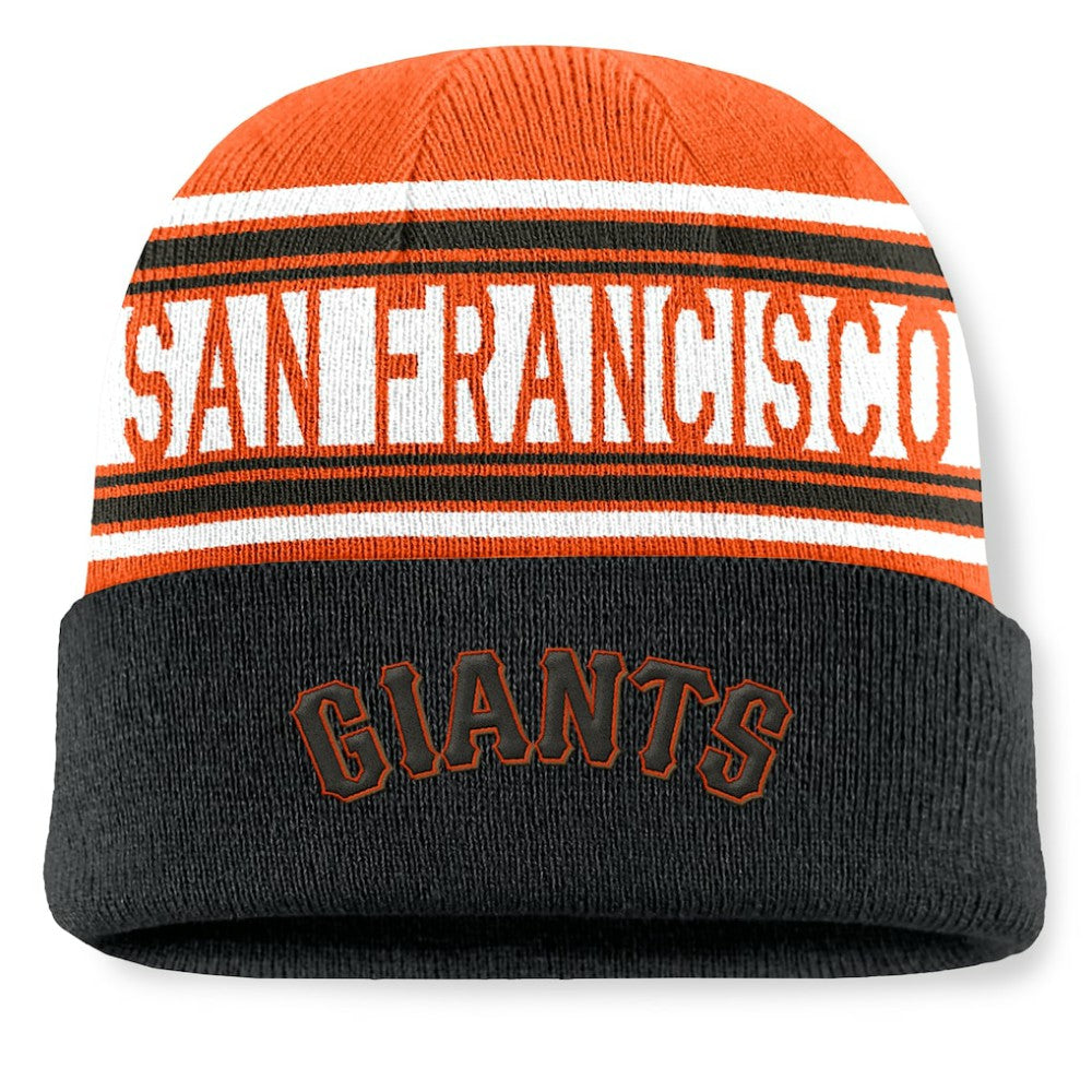 Black San Francisco Giants Fanatics Fundamental Team Stripe Cuffed Knit Hat