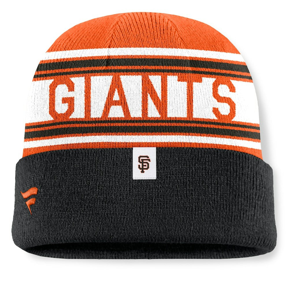 Black San Francisco Giants Fanatics Fundamental Team Stripe Cuffed Knit Hat