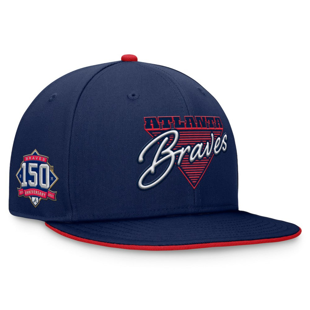 Navy Atlanta Braves Fanatics Fundamental Tri-Script Fitted Hat