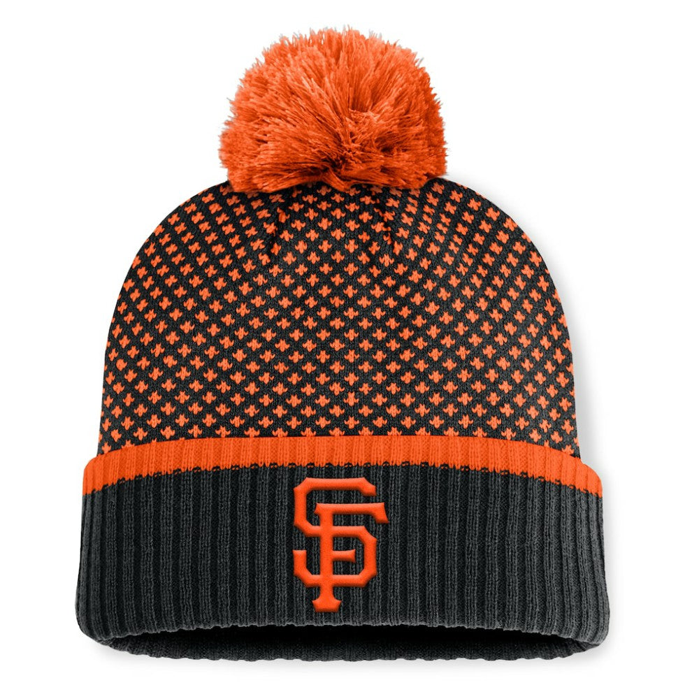 Black San Francisco Giants Fanatics Women's Fundamental Jacquard Cuffed Knit Hat with Pom