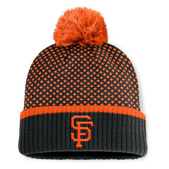 Black San Francisco Giants Fanatics Women's Fundamental Jacquard Cuffed Knit Hat with Pom