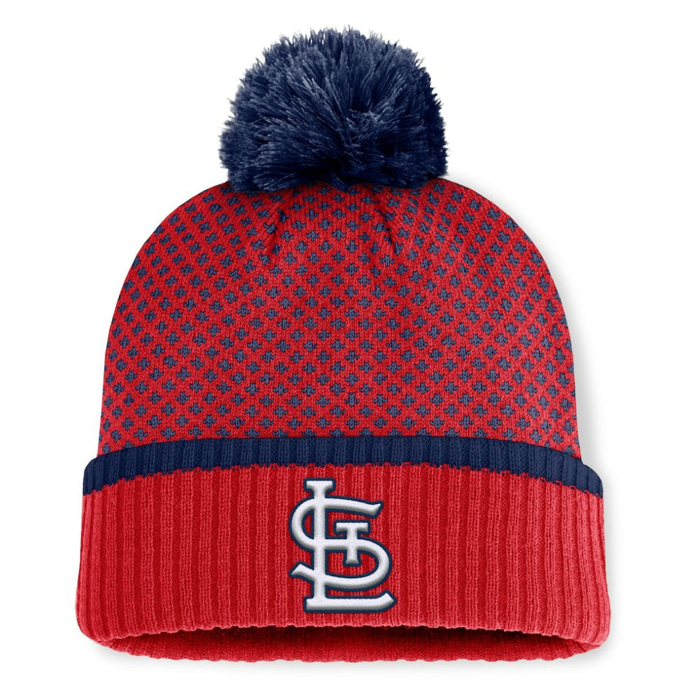 Red St. Louis Cardinals Fanatics Women's Fundamental Jacquard Cuffed Knit Hat with Pom
