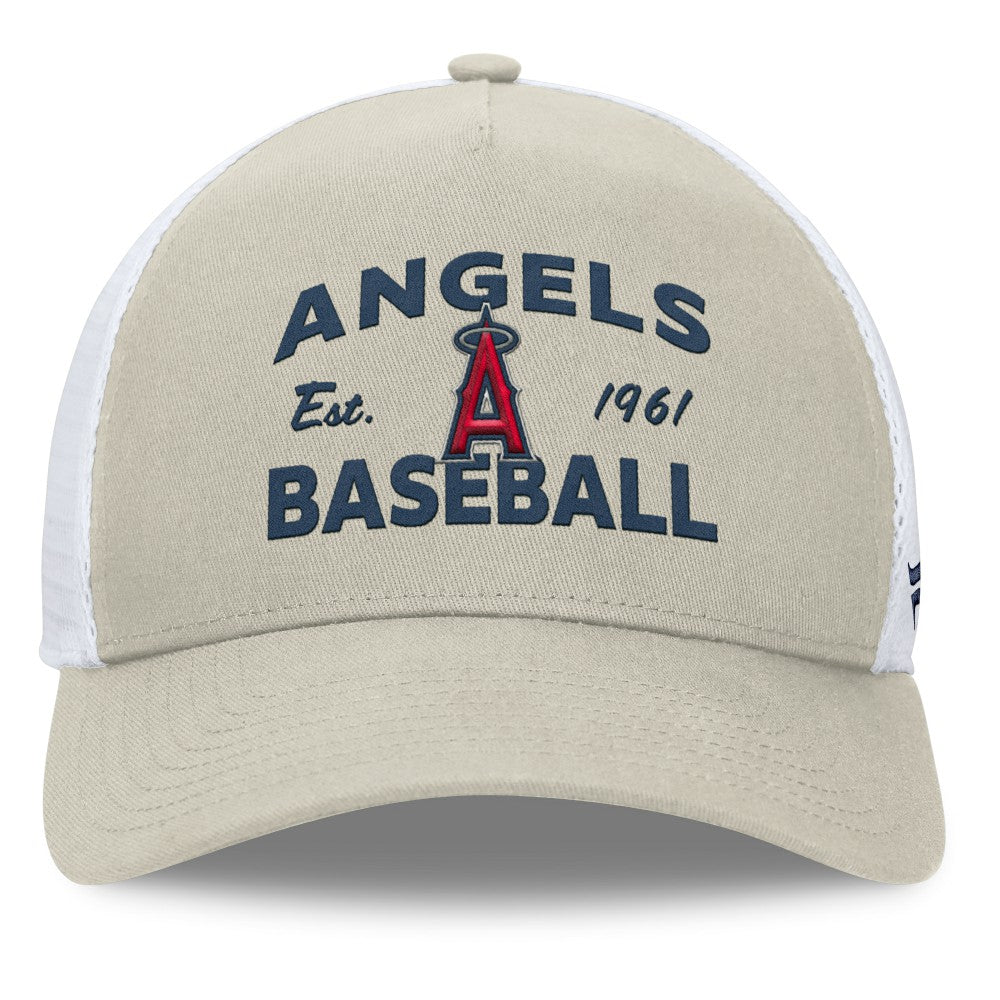 Stone Los Angeles Angels Fanatics A-Frame Trucker Adjustable Hat