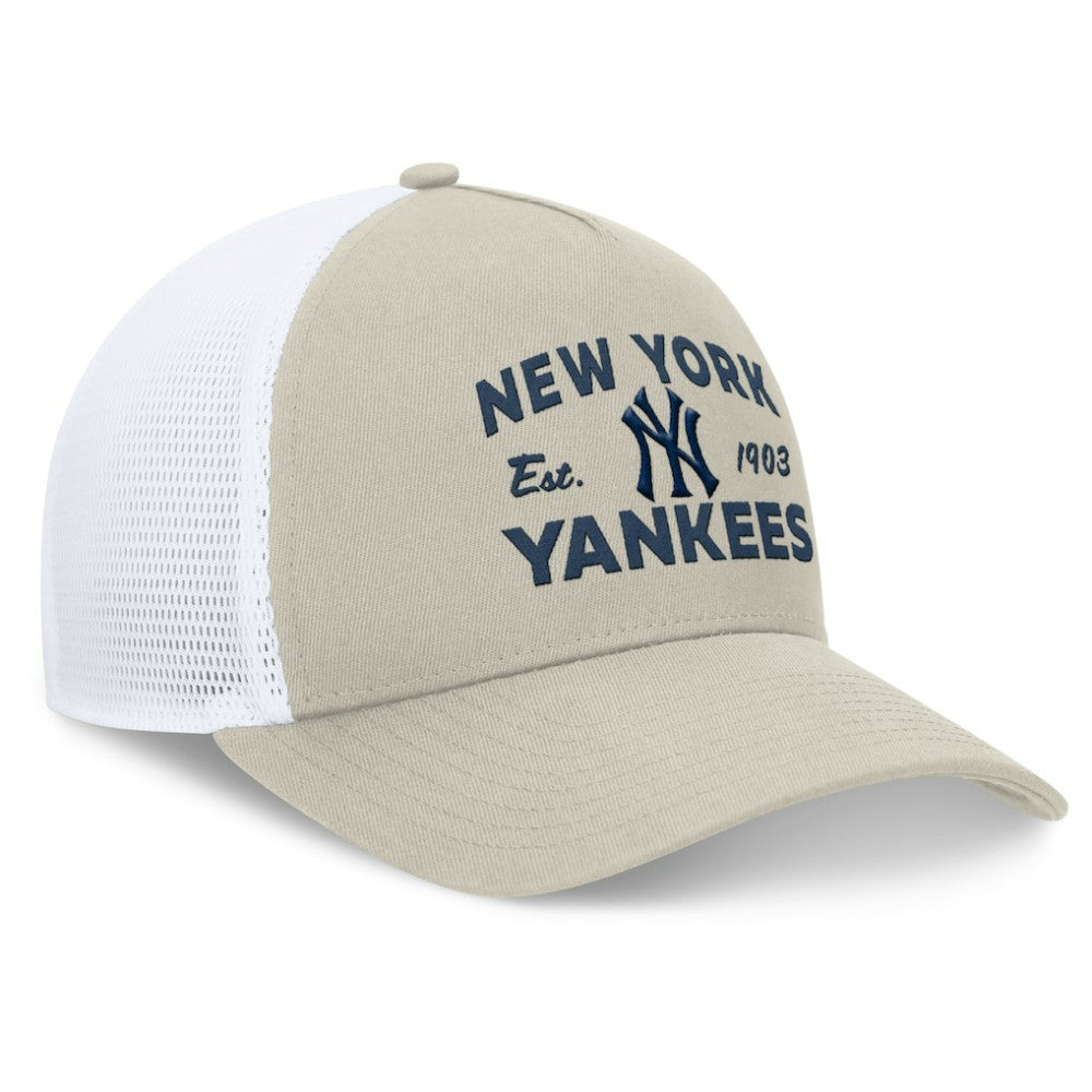 Stone New York Yankees Fanatics A-Frame Trucker Adjustable Hat