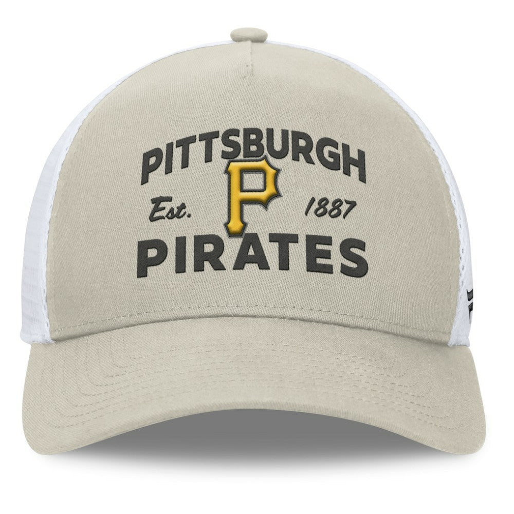 Stone Pittsburgh Pirates Fanatics A-Frame Trucker Adjustable Hat