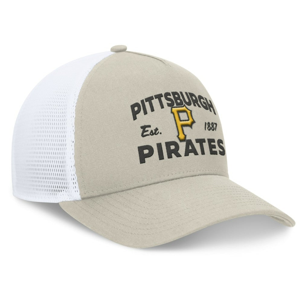 Stone Pittsburgh Pirates Fanatics A-Frame Trucker Adjustable Hat