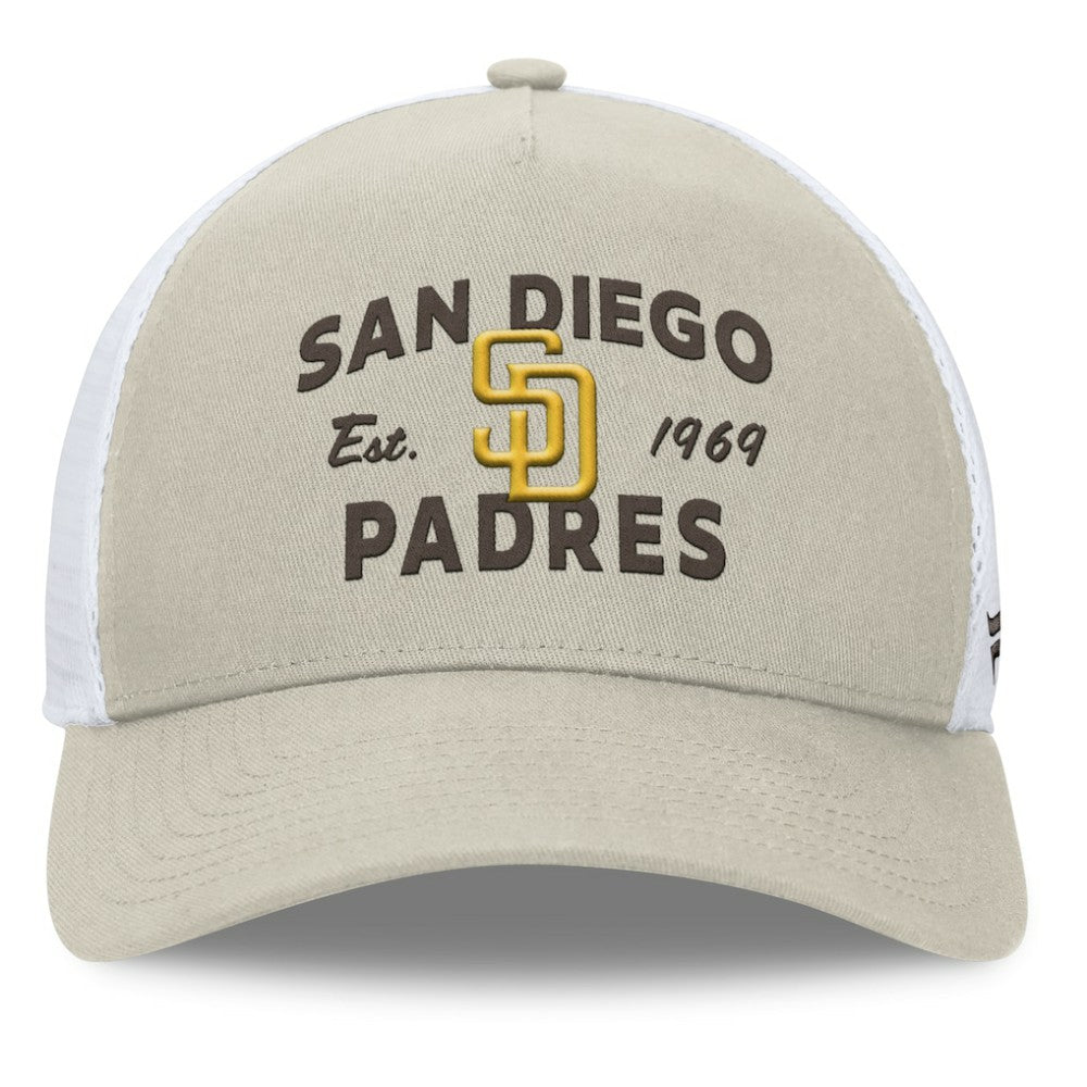Stone San Diego Padres Fanatics A-Frame Trucker Adjustable Hat