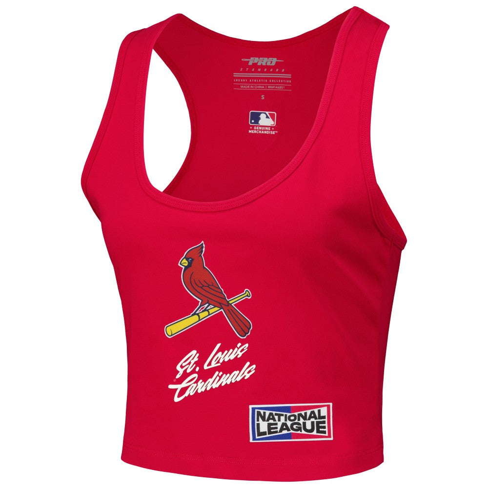 Red St. Louis Cardinals Pro Standard Women's Fast Lane Fitted Tri-Blend Cropped Tank Top