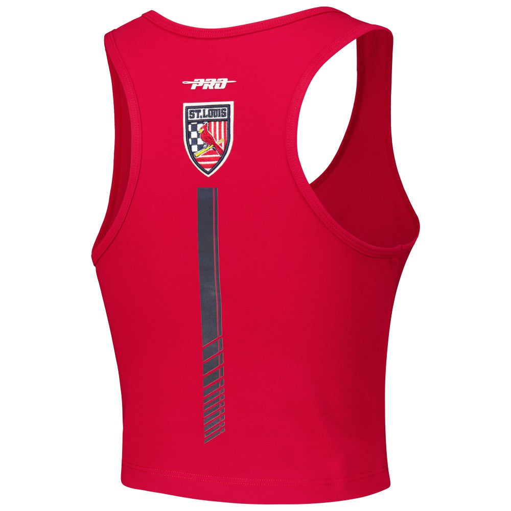 Red St. Louis Cardinals Pro Standard Women's Fast Lane Fitted Tri-Blend Cropped Tank Top