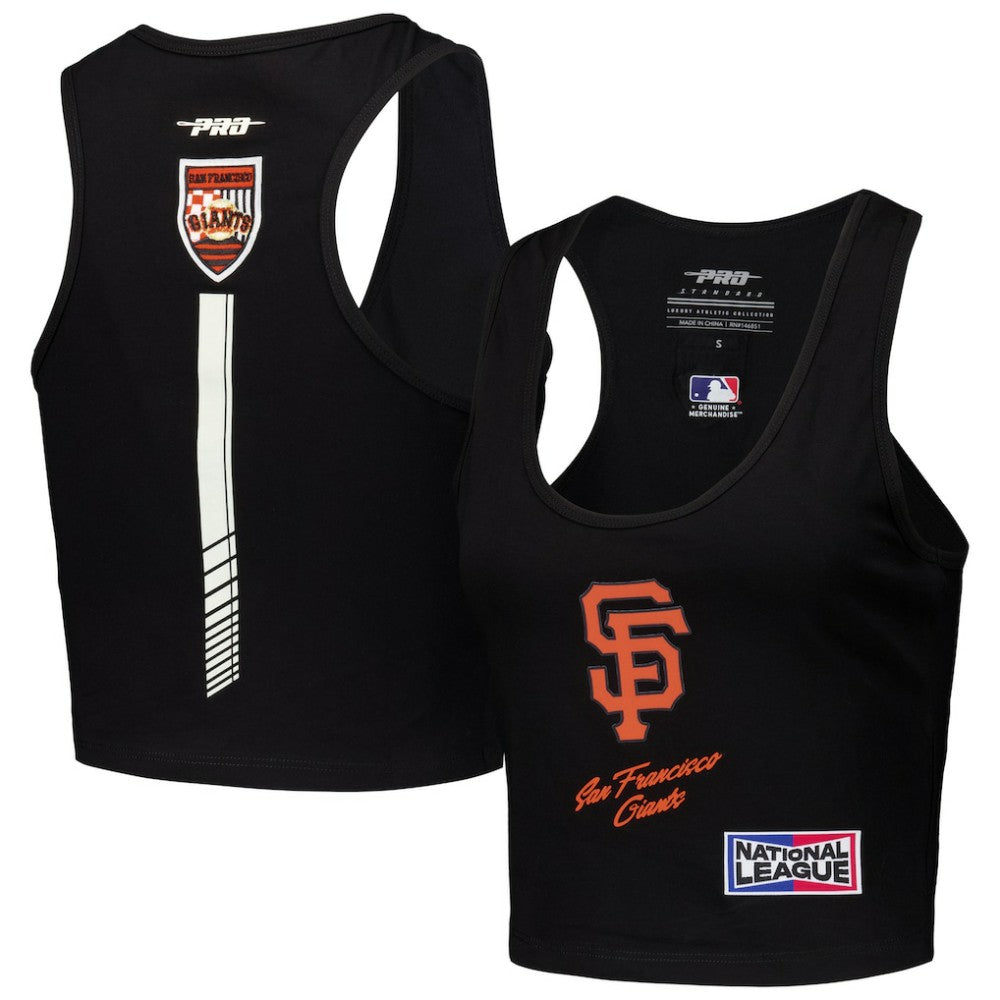 Black San Francisco Giants Pro Standard Women's Fast Lane Fitted Tri-Blend Cropped Tank Top