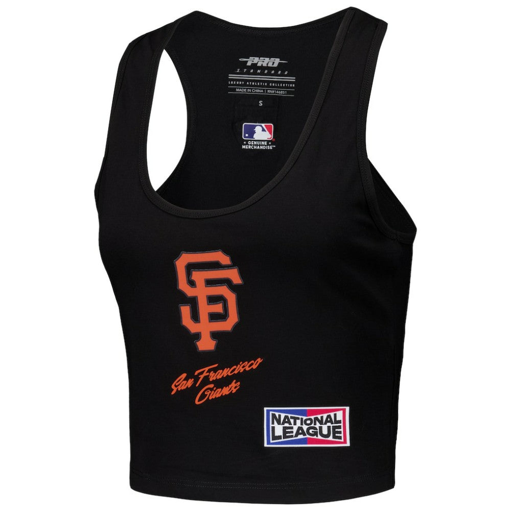 Black San Francisco Giants Pro Standard Women's Fast Lane Fitted Tri-Blend Cropped Tank Top