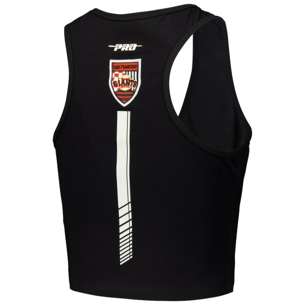 Black San Francisco Giants Pro Standard Women's Fast Lane Fitted Tri-Blend Cropped Tank Top