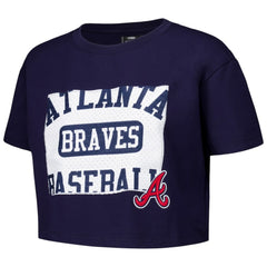 Navy Atlanta Braves Pro Standard Women's Made To Play Boxy Cropped T-Shirt