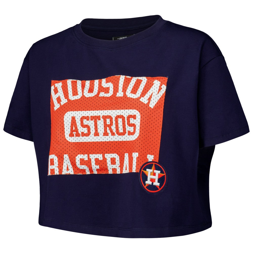 Navy Houston Astros Pro Standard Women's Made To Play Boxy Cropped T-Shirt