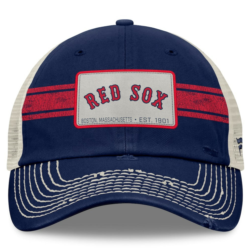 Navy/Natural Boston Red Sox Fanatics  Heritage Stripe Trucker Adjustable Hat