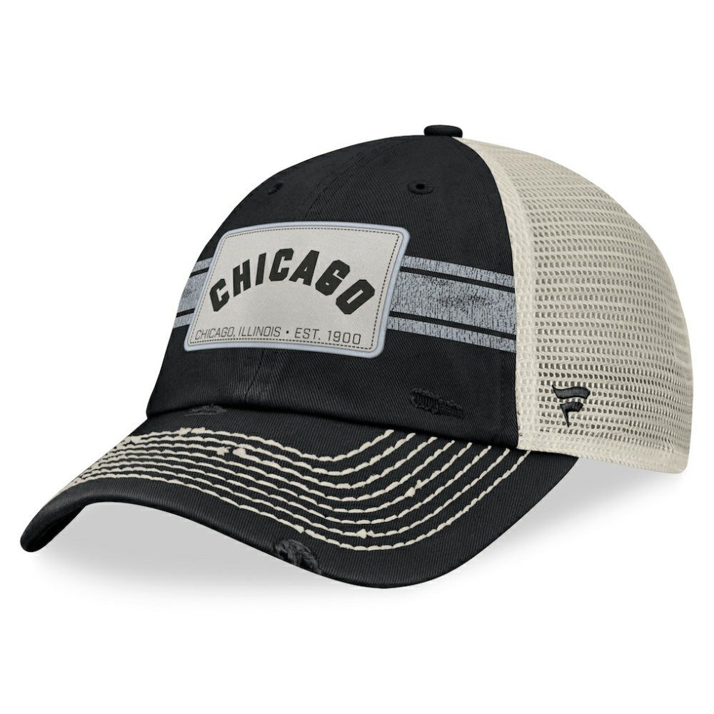 Black/Natural Chicago White Sox Fanatics  Heritage Stripe Trucker Adjustable Hat